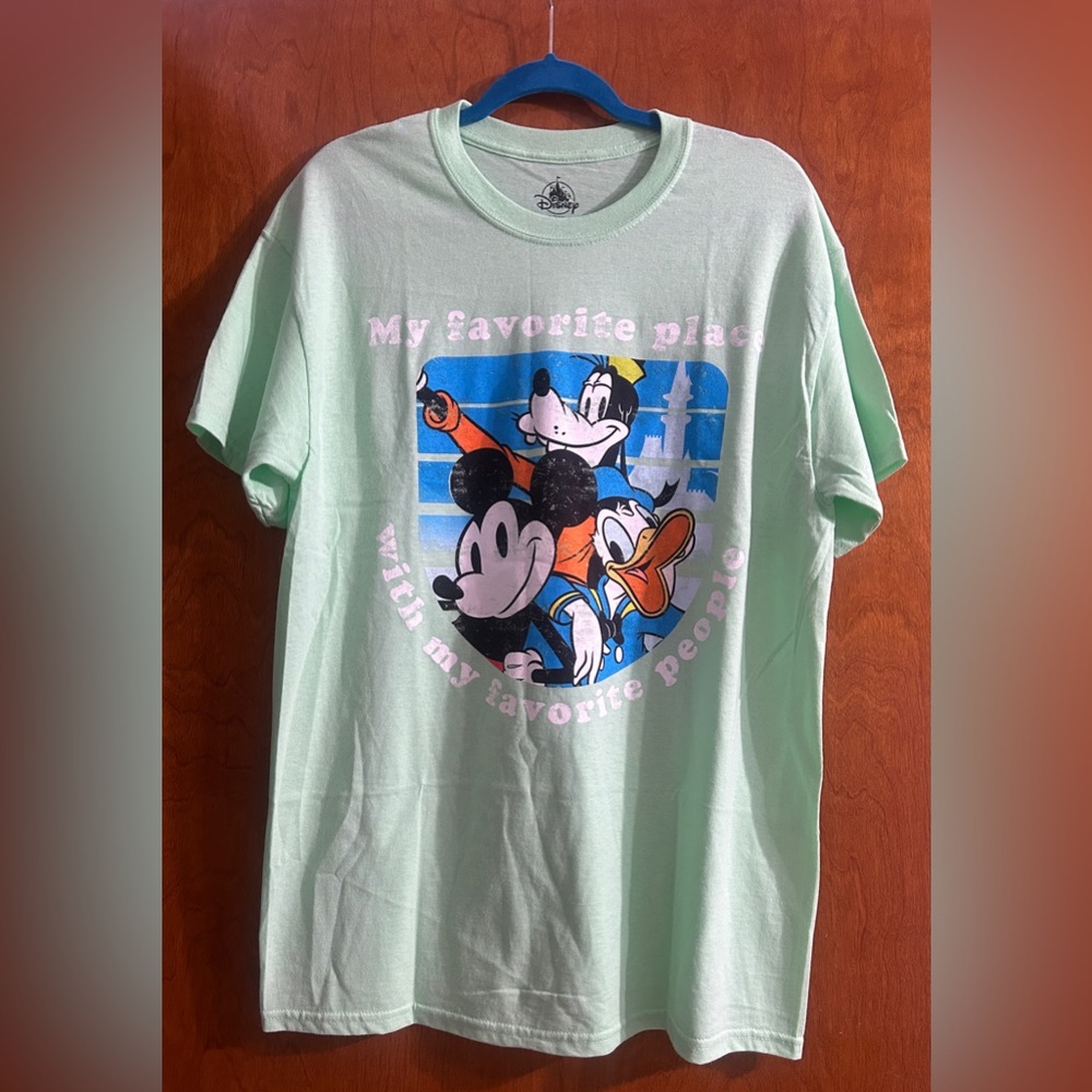 Disney Mint Green Mickey & Friends Tee“My Favorite Place with My favorite People